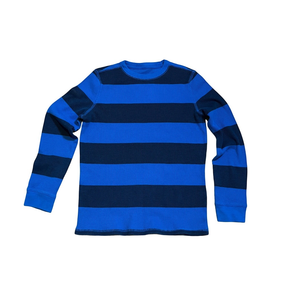 Urban Pipeline Waffle Knit Thermal Shirt Boys 10 Blue Striped Long Sleeve Tee